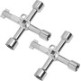 2 Piezas Llave Multifuncional de 4 Vías en Aleación de Zinc, Llave Multifuncional de 4 puntas, Llave Cruzada,Herramienta