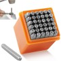 37 Piezas Punzones para Metal Números y Letras de Metal Perforados, 3 mm Juego de Sellos de Piel, Múmeros 0-9, Alfabeto A-Z,