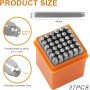 37 Piezas Punzones para Metal Números y Letras de Metal Perforados, 3 mm Juego de Sellos de Piel, Múmeros 0-9, Alfabeto A-Z,