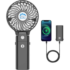 HandFan Mini Portable Fan with Batteries 5200mAh Power Bank Personal Hand Fan 3 Speeds/Working Time 5-20H for Home Outdoor
