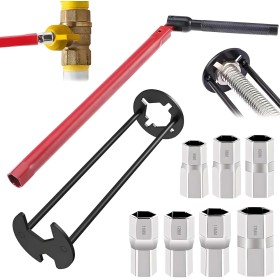 FZYCOM Juego de Llave Tuerca Grifo, Llave de Tubo para Grifo, Herramienta de Instalación de Grifos con Adaptador 8-17 mm, Llave