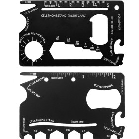 2 Tarjetas De Herramientas Multifunción, Tarjeta Multifunción De Metal, Tarjeta De Herramientas De Acero Inoxidable Negro,