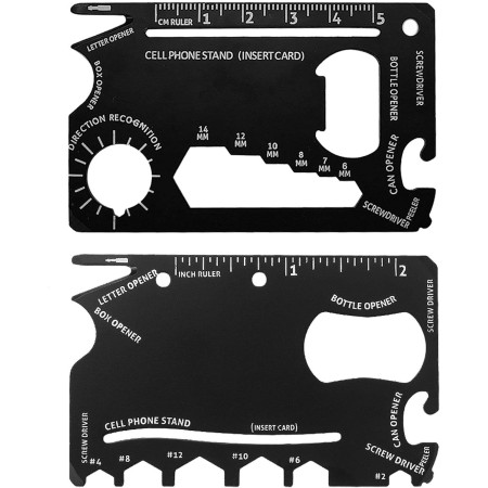 2 Tarjetas De Herramientas Multifunción, Tarjeta Multifunción De Metal, Tarjeta De Herramientas De Acero Inoxidable Negro,
