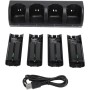 Jectse Estación de Carga para Control Remoto Wii, Cargador con 4 Paquetes de Baterías Recargables, Estación de Carga de 4