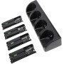 Jectse Estación de Carga para Control Remoto Wii, Cargador con 4 Paquetes de Baterías Recargables, Estación de Carga de 4