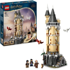 LEGO Harry Potter Lechucería del Castillo de Hogwarts de Juguete, Juego de Aventuras con Figuras de Animales y 3 Personajes,