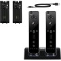 SANON Estación de Carga para Mando Wii, Estación de Carga 2 en 1 para Mando Wii de Cargador de 2 Puertos con 2 Pilas Recargables