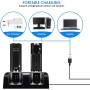 SANON Estación de Carga para Mando Wii, Estación de Carga 2 en 1 para Mando Wii de Cargador de 2 Puertos con 2 Pilas Recargables