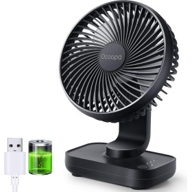 OCOOPA 4000mAh Rechargeable Silent USB Table Fan, Powerful with 4 Speed, 5'' Desktop Fan with Battery Indicator Light for Home,
