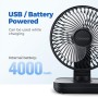 OCOOPA 4000mAh Rechargeable Silent USB Table Fan, Powerful with 4 Speed, 5'' Desktop Fan with Battery Indicator Light for Home,