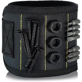 xbiez Pulsera magnética con imanes fuertes que sostiene tornillos, brocas, muñequera, soporte para herramientas de electricista,