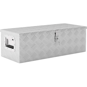 HOMCOM Caja de Herramientas de Aluminio con Tapa Abatible Asas Retráctiles Laterales Gran Compartimento y Cierre con Llave