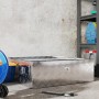 HOMCOM Caja de Herramientas de Aluminio con Tapa Abatible Asas Retráctiles Laterales Gran Compartimento y Cierre con Llave