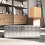 HOMCOM Caja de Herramientas de Aluminio con Tapa Abatible Asas Retráctiles Laterales Gran Compartimento y Cierre con Llave