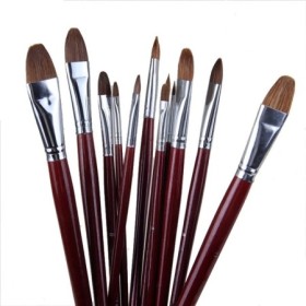 Juego de 6 unidades de pinceles para pintura al óleo de pelo de comadr