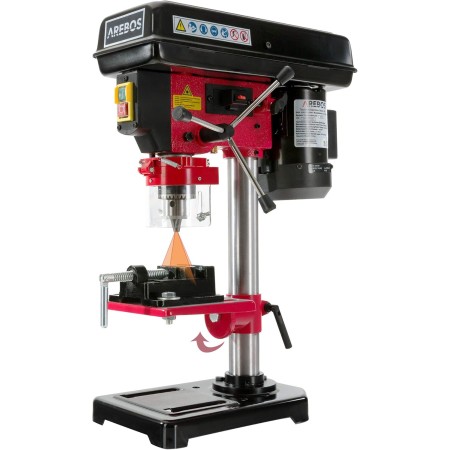 Arebos Taladro de columna con láser de posición integrado 500W | Taladro de mesa | 5 niveles | ángulo de inclinación de 0 a 45