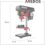 Arebos Taladro de columna con láser de posición integrado 500W | Taladro de mesa | 5 niveles | ángulo de inclinación de 0 a 45