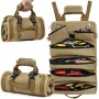 Adiwo Bolsa herramientas, Bolsa Multiusos Enrollable, Organizador de Rollos de Herramientas con 6 bolsillos con cremallera,
