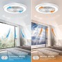 Ateroll Ceiling Fan with Light and Remote Control, Ø54CM Silent Fan, 6 Adjustable Wind Speed with Remote Control, Timer, Light