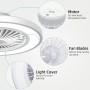Ateroll Ceiling Fan with Light and Remote Control, Ø54CM Silent Fan, 6 Adjustable Wind Speed with Remote Control, Timer, Light