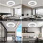 Ateroll Ceiling Fan with Light and Remote Control, Ø54CM Silent Fan, 6 Adjustable Wind Speed with Remote Control, Timer, Light