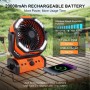 ELZO Camping Fan 20000mAh, Portable Rechargeable for Desk/Tent with Remote Control and Hook, LED Light, Continuous Speed USB