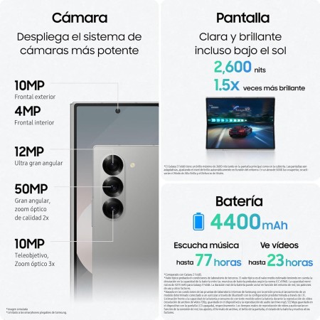 Samsung Galaxy Z Fold6 256 GB + Cargador - Teléfono Móvil con IA, Smartphone Android Libre, Cámara 50 MP, Pantalla Grande,
