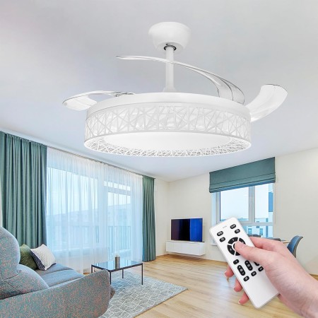 LED ATOMANT Ceiling Fan with LED Light, 40W, Ø 109 cm, CCT, 4100LM, with 4 Retractable Blades, 6 Speeds Ultra Quiet and Low