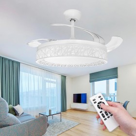 LED ATOMANT Ceiling Fan with LED Light, 40W, Ø 109 cm, CCT, 4100LM, with 4 Retractable Blades, 6 Speeds Ultra Quiet and Low