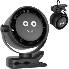 Portable Clip Fan, Mini USB Rechargeable Fans, 720 Degree Rotation, 5 Speeds with LED Display, Quiet Table Fan for Office, Home,