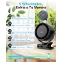 Portable Clip Fan, Mini USB Rechargeable Fans, 720 Degree Rotation, 5 Speeds with LED Display, Quiet Table Fan for Office, Home,