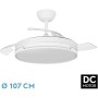 Abrila - PAPIRO DC Fan | White with Three Folding Blades | 6 Adjustable Speeds | 3 Light Temperatures | Timer and Remote Control