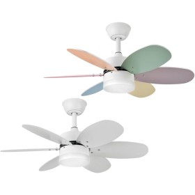 Kids ceiling fan white pastel colours reversible | Bluetooth ceiling fan with small silent youth light