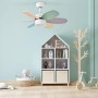Kids ceiling fan white pastel colours reversible | Bluetooth ceiling fan with small silent youth light