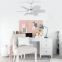 Kids ceiling fan white pastel colours reversible | Bluetooth ceiling fan with small silent youth light