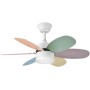 Kids ceiling fan white pastel colours reversible | Bluetooth ceiling fan with small silent youth light