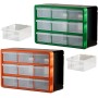 Caja de almacenamiento multifuncional de polipropileno para herramientas, 360 x 240 x 180 mm, apilable, colgante, verde