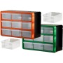 Caja de almacenamiento multifuncional de polipropileno para herramientas, 360 x 240 x 180 mm, apilable, colgante, verde