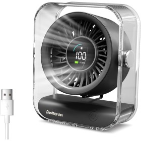Dreamhigh® Ventilador Portatil USB, Ventilador Pequeño con Pantalla LED, 6 Velocidades, Mini Fans Silencioso(15dB) para Oficina,