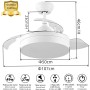 LEDUNI ® Ceiling Fan with Light 84W Ultra Quiet Invisible Fan with Remote Control and Retractable Blades Ceiling Light