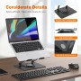 GRIFEMA GB1050 Soporte Portátiles Mesa Plegable Ventilado con Base Giratoria, Elevador Portatil Altura Ajustable, Compatible con