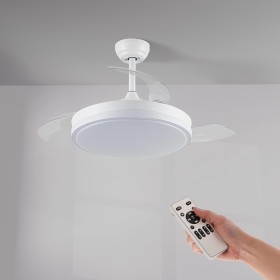 Fan with Light 68W Invisible Ultra Quiet Fan with Remote Control and Retractable Blades Decoration Cold/Neutral/Warm Indoor