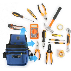Bolsa de herramientas, cinturón de herramientas con 8 bolsillos para hombre, lona resistente, con cinturón ajustable, bolsa de