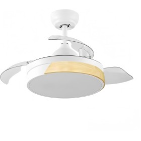 LEDUNI ® Ceiling Fan with LED Light 72W and Remote Control, DC Motor, 6 Speeds, Quiet, 4 Folding Blades, Summer-Winter Function,