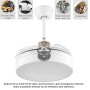 LEDUNI ® Ceiling Fan with LED Light 72W and Remote Control, DC Motor, 6 Speeds, Quiet, 4 Folding Blades, Summer-Winter Function,