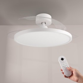 Fan with Light LED Lamp 36W+DC 30W Ultra Quiet with Remote Control, Summer and Winter Function (Matte White)