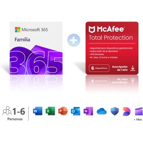 Microsoft 365 Familia | 12 meses | 6 personas | Hasta 6 TB de almacenamiento Onedrive | Apps Office con IA + McAfee Total