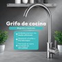JUPPLIES Grifo de Cocina para Fregadero de Acero Inoxidable - Grifo de Fregadero Giratorio 360°, Agua Fría y Caliente, Fácil