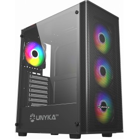 UNYKAch Caja de Ordenador ATX MIR 100, Gaming Gran Tamaño con 4 Ventiladores ARGB, 1 USB 2.0 y 3 USB 3.0