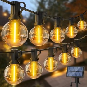 SAEIHGAE Exterior Jardín Solares Guirnalda Luces: Guirnaldas Luz Exterior Solar 15M 50FT G40 LED Plástico Bombillas 3 Modos